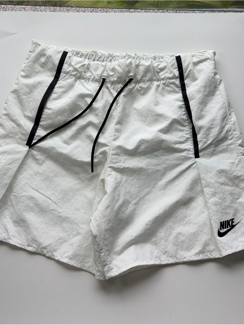 Nike White Shorts with Black Trim and Drawstring